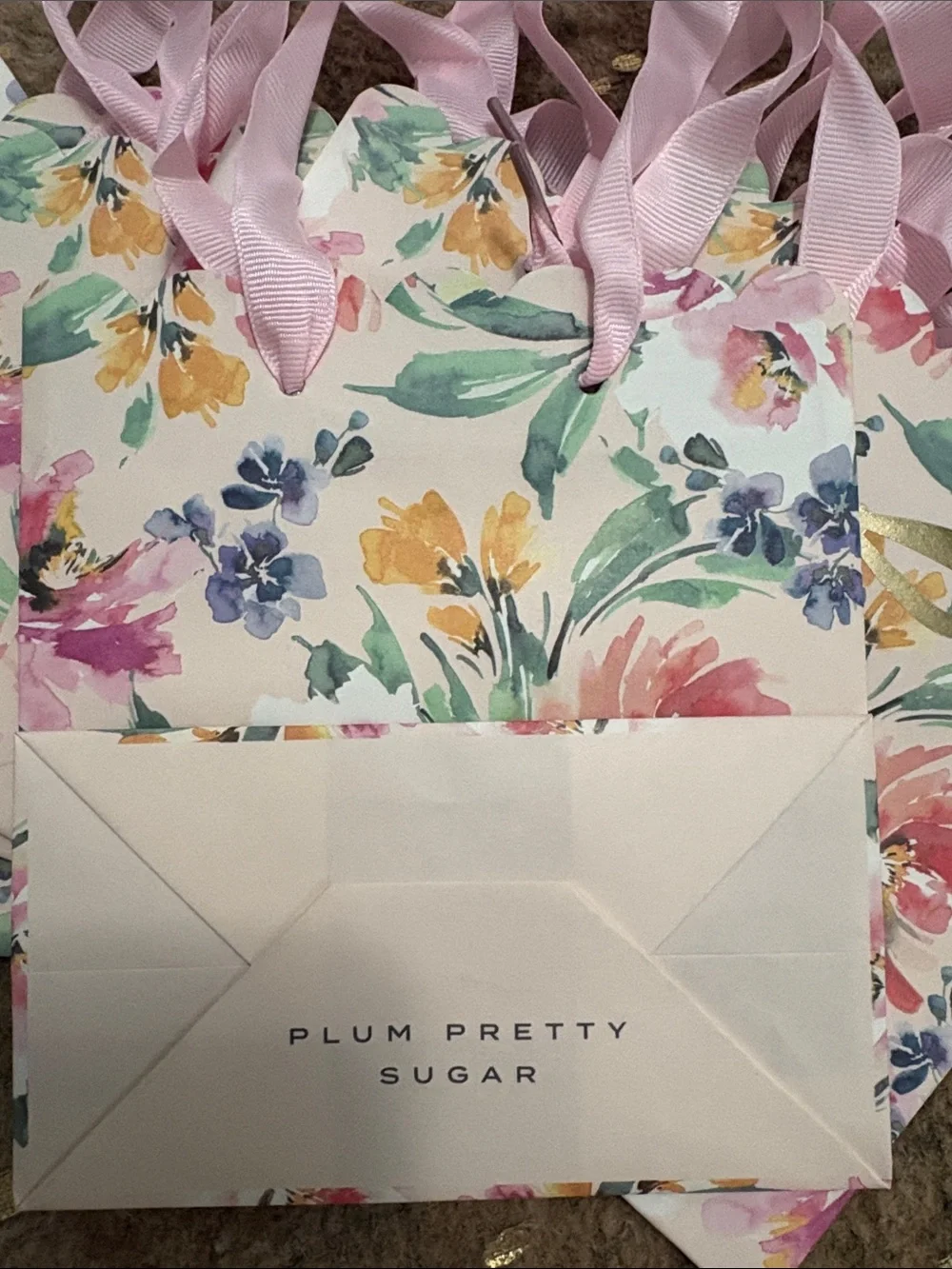 Plum Pretty Sugar Floral Pink Ribbon Gift Bags - Set of 7